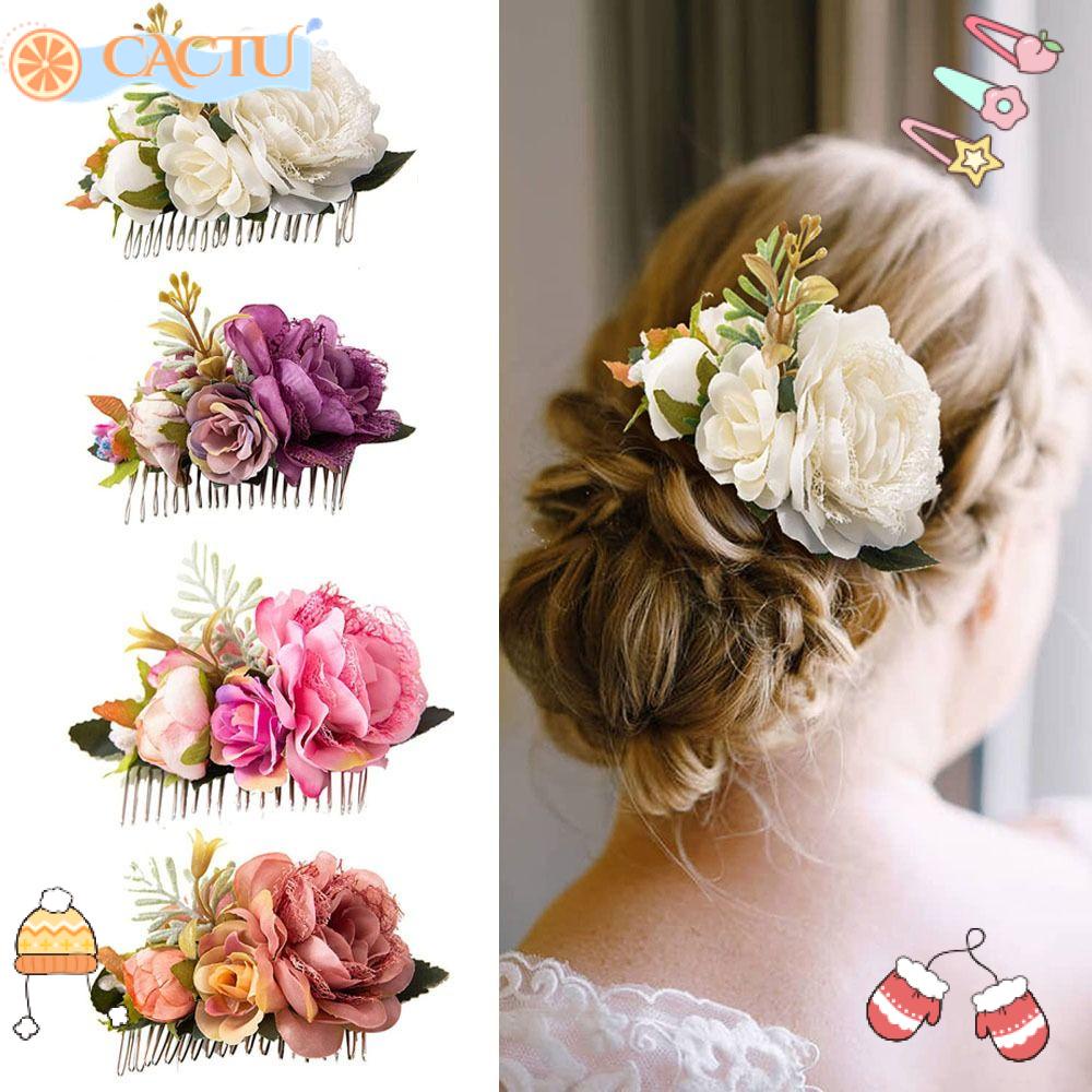 Lược Cài Tóc Họa Tiết Hoa Thanh Lịch Cho Cô Dâu|Phụ Kiện Trang Trí Tóc Xinh Xắn Chất Lượng