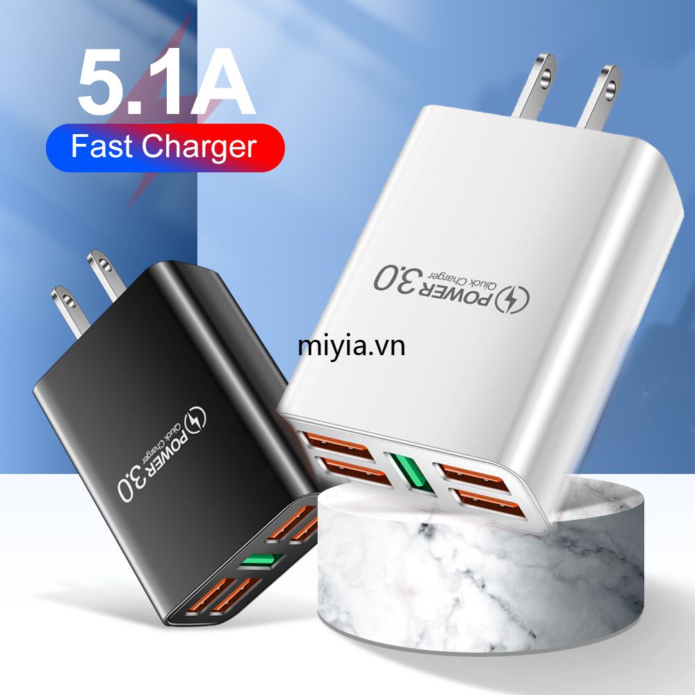 Củ Sạc Nhanh QC 3.0 5 Cổng USB 5 Cổng Cho IPhone 12 11 Samsung Xiaomi