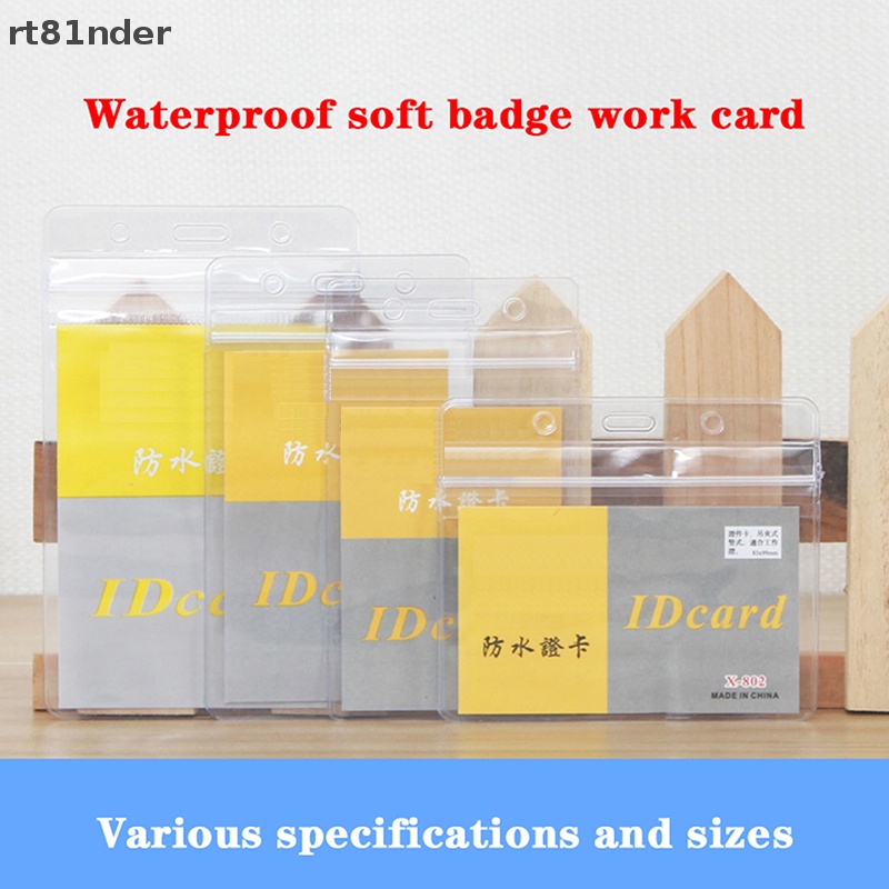 Rt Set 10 Túi Đựng Thẻ ID / Thẻ ID Đeo Trước Ngực Mềm Bóng Trong Suốt Chống Nước Chống Trộm Bền Bỉ