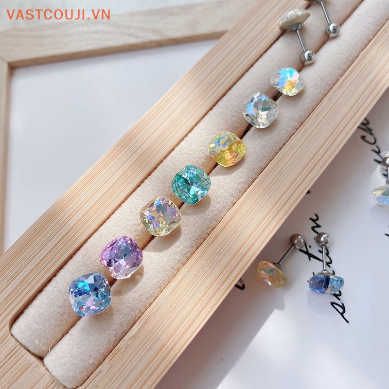 1 Đôi Khuyên Tai Dạng Xoắn Ốc Bằng Thép Titan Đính Pha Lê Nhiều Màu Cho Nữ