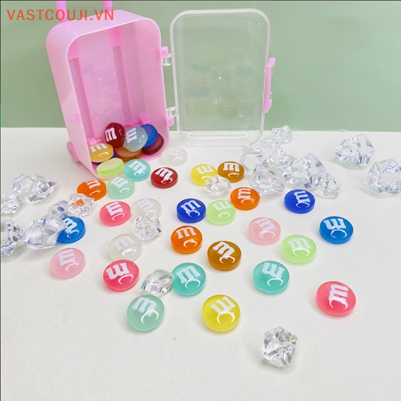 Bộ 5 Mô Hình Hạt Đậu Socola M Mini Bằng Nhựa Resin Phát Quang Trang Trí Xe Hơi