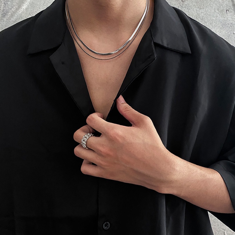 Vòng cổ Xương Rắn Hai Lớp Phong Cách hip hop Đường Phố Đơn Giản Sang Trọng Cho Nam Và Nữ