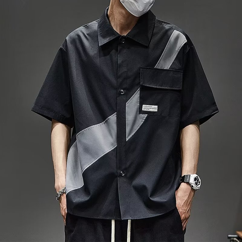 Áo polo Dáng Rộng Tay Ngắn Có Túi Size M-5XL Thời Trang Dành Cho Nam Giới