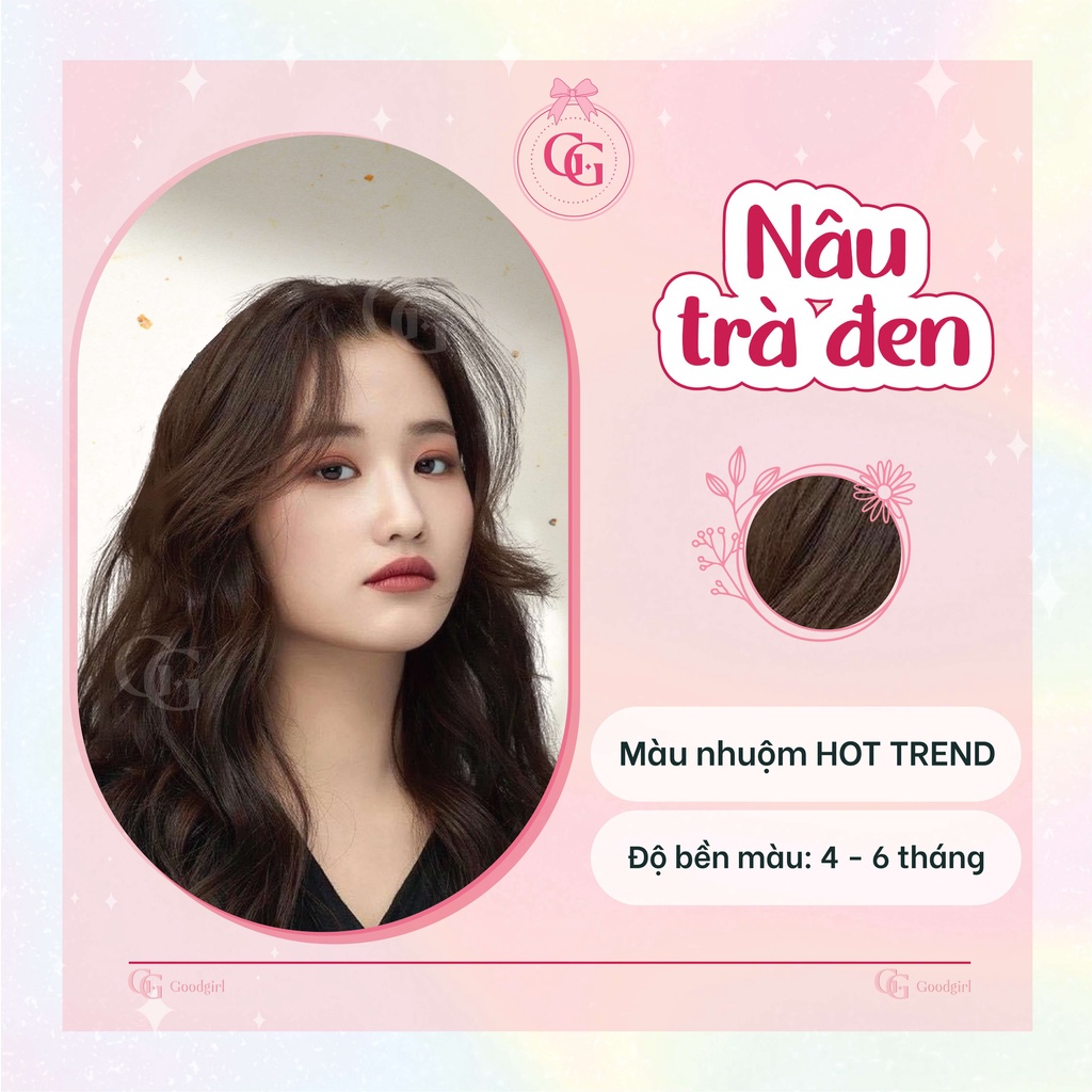 HOT 2023 _Thuốc nhuộm tóc màu Nâu Trà Đen + tặng kèm oxy và gang tay