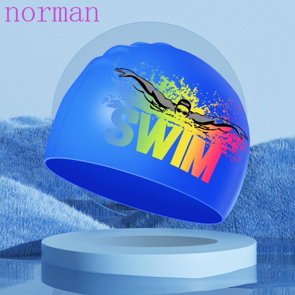 Mũ Bơi Silicone Co Giãn Siêu Nhẹ Chống Thấm Nước In Chữ NORMAN