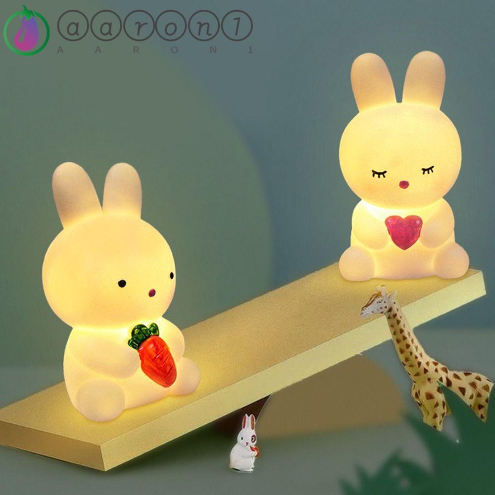 Aaron1 Đèn Ngủ Để Bàn Bằng Silicon Hình Thỏ Và Cà Rốt Hoạt Hình Trang Trí Nhà Cửa