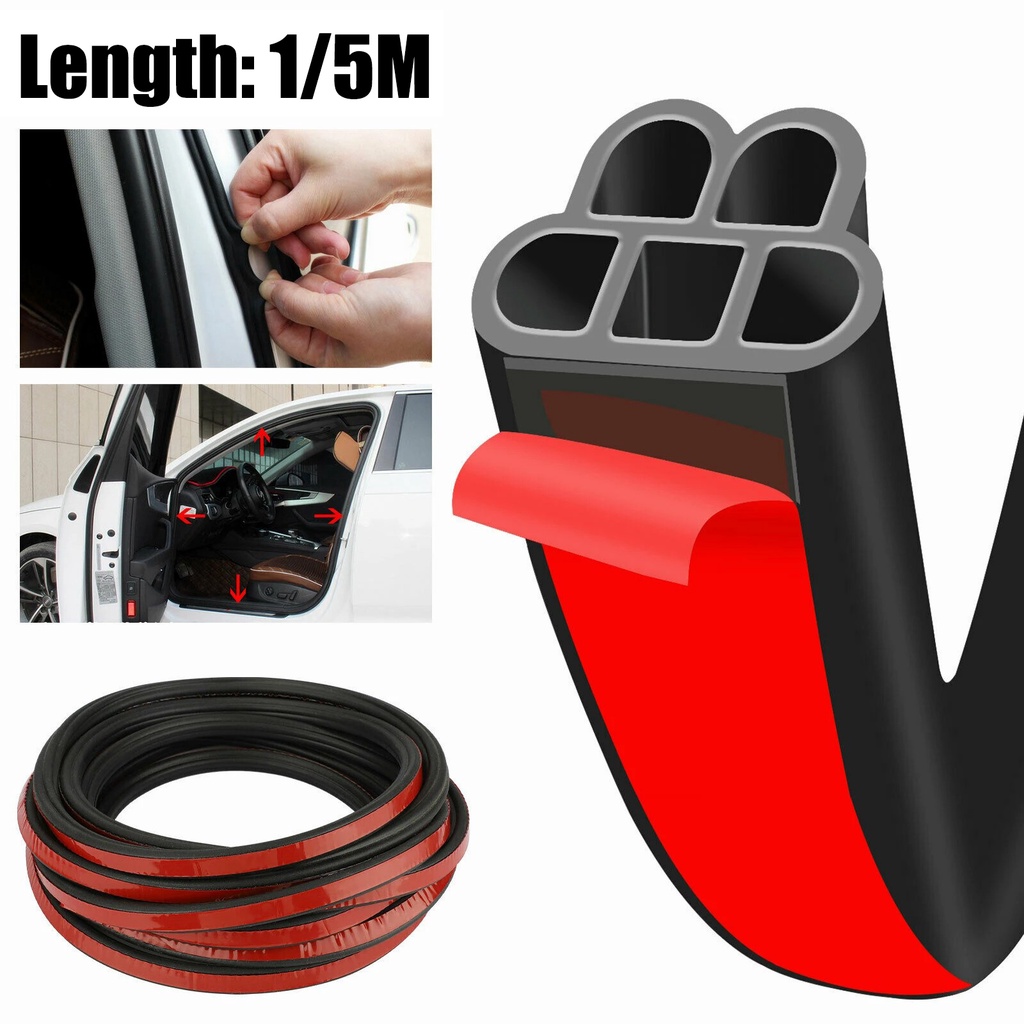 Cuộn Dây Cao Su Dán Mép Cửa Xe Hơi Hai Lớp 5 Lỗ Hình Chữ L Cách Âm Dài 1 / 5M