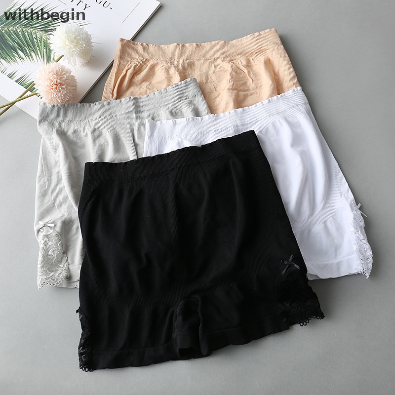 1 Quần Lót Boxer Eo Cao Bằng Lụa Lạnh Không Đường May Phối Ren Thoáng Khí Thời Trang Cho Nữ