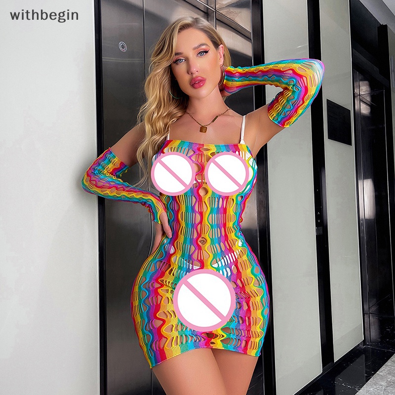 Đầm Lưới Tay Dài Nhiều Màu Sắc Gợi Cảm Cho Nữ