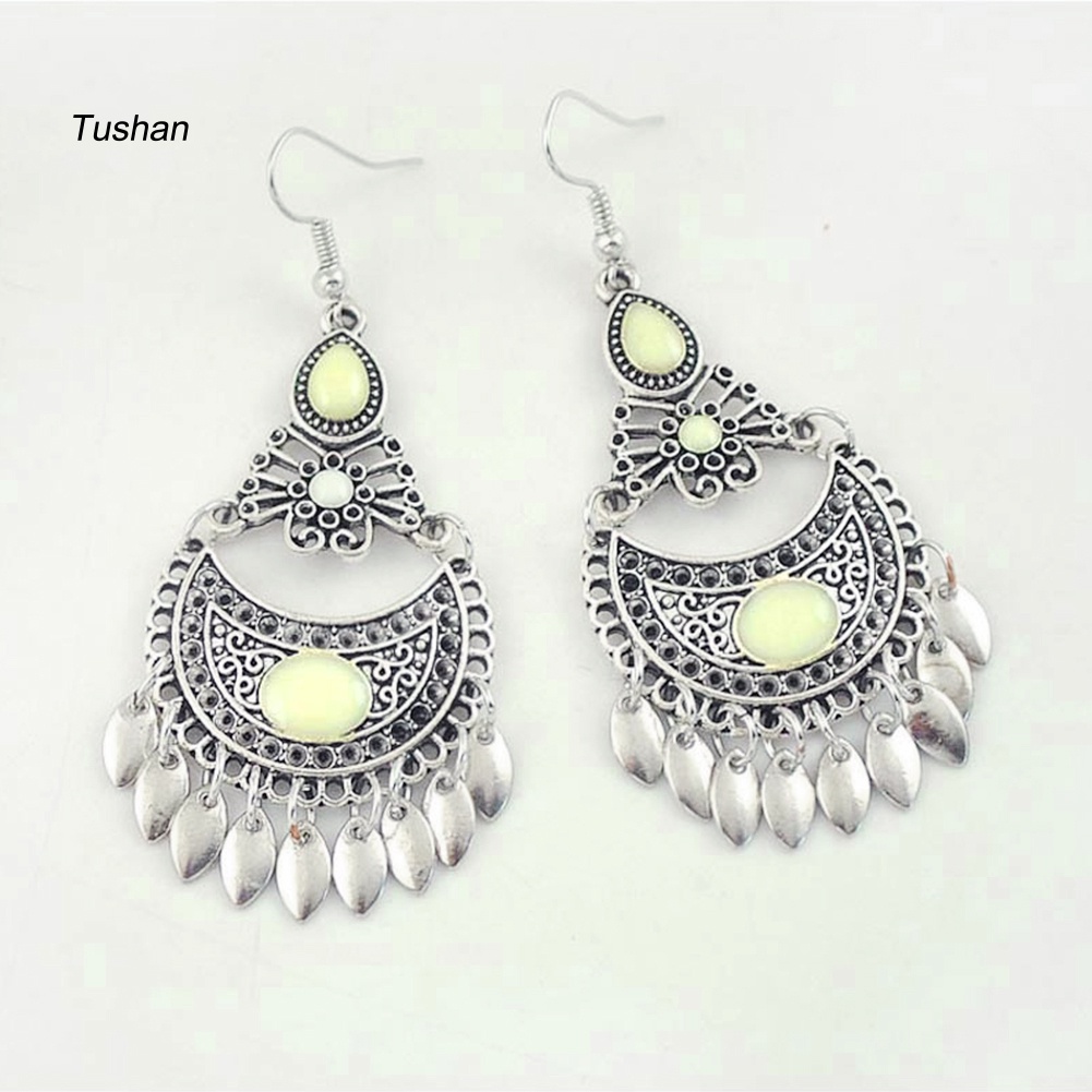 Bông Tai Hình Học Đính Đá Nhân Tạo Phong Cách Bohemian Thời Trang