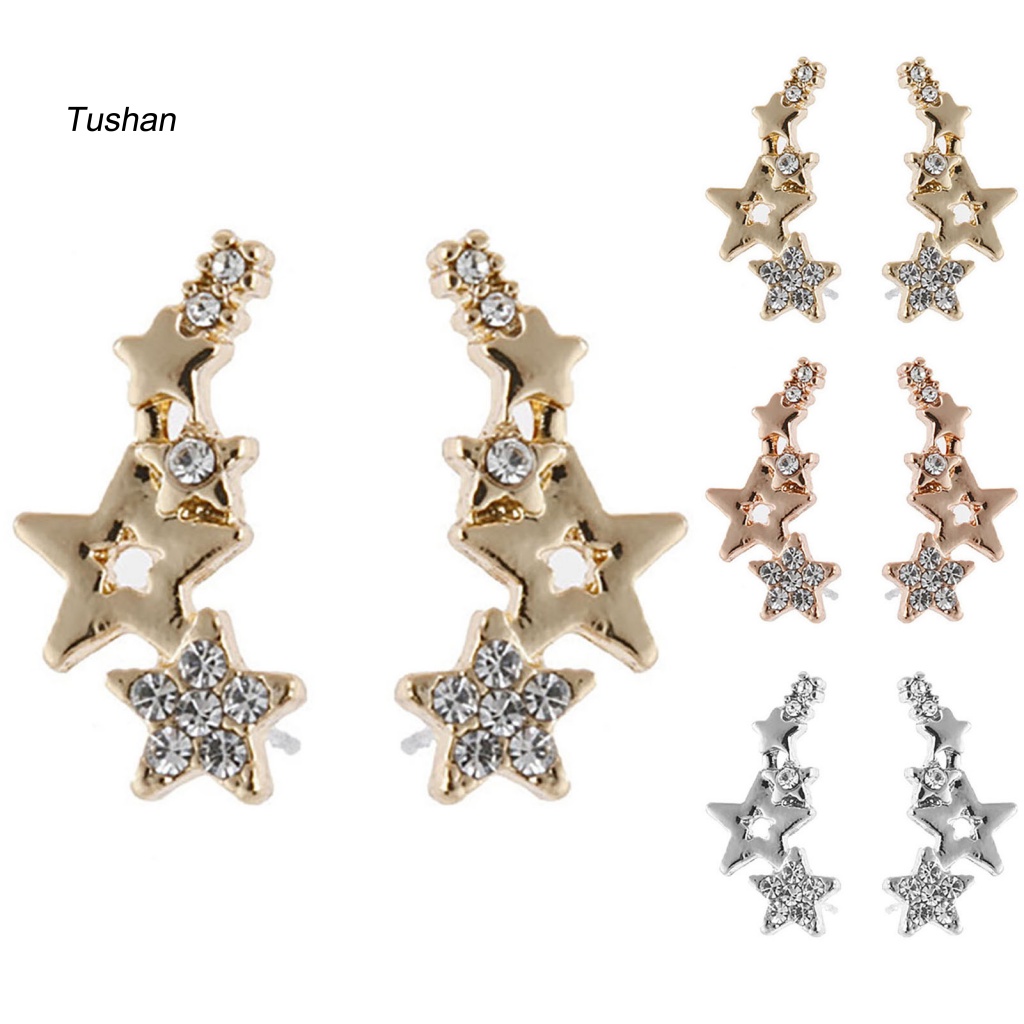 1 Đôi Bông Tai Hình Ngôi Sao Đính Đá Lấp Lánh Dành Cho Nữ
