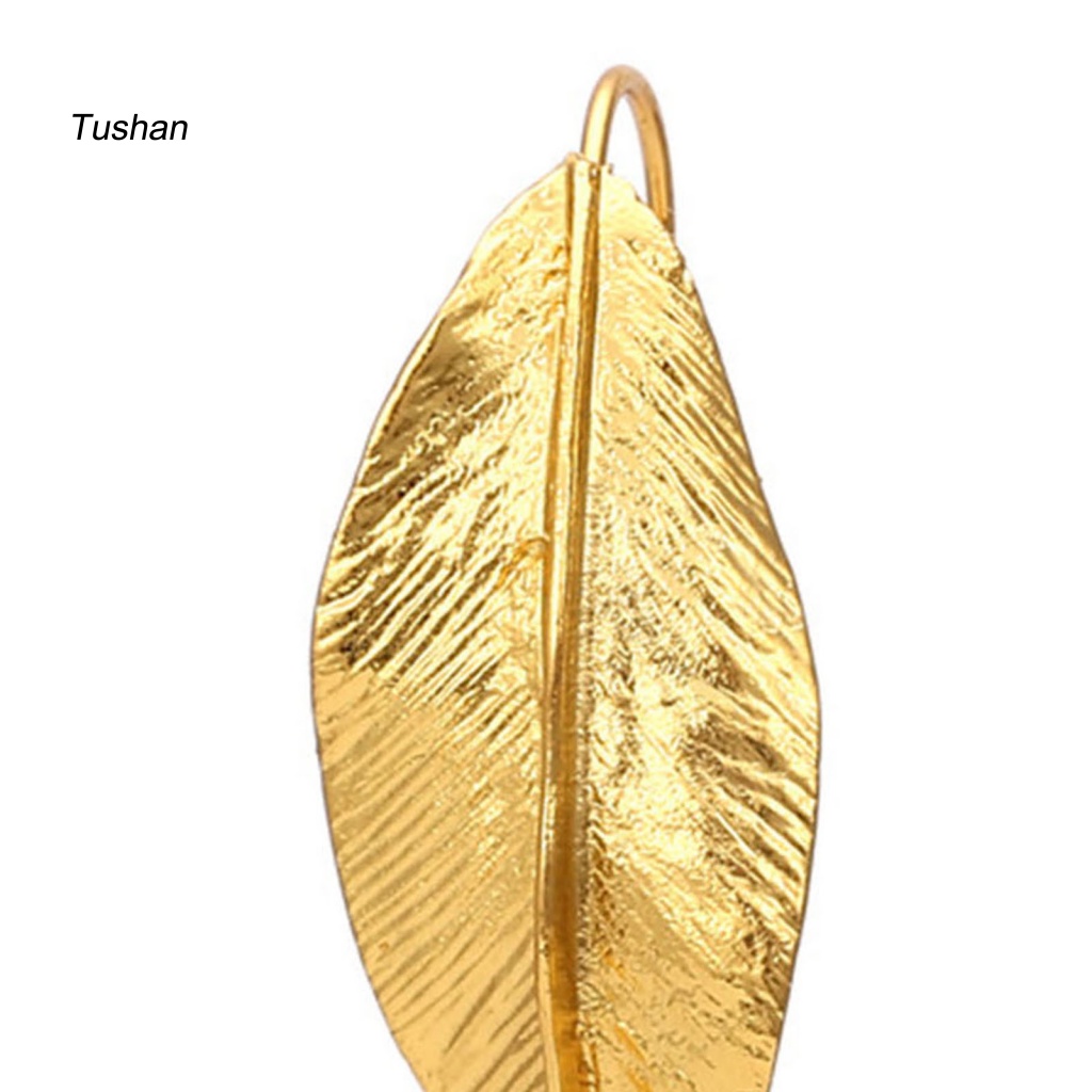 1 Đôi Bông Tai Kim Loại Hình Chiếc Lá Màu Sắc Tươi Sáng Phong Cách Retro