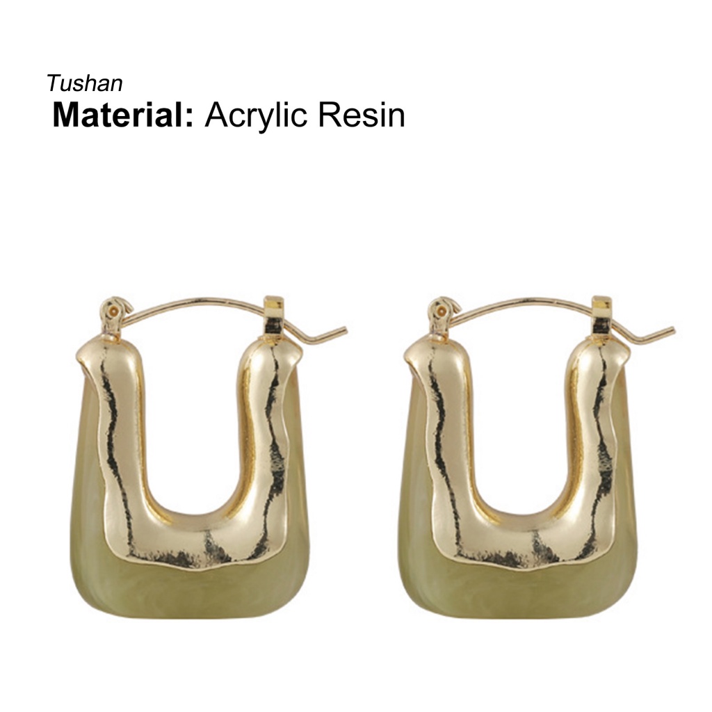 1 Đôi Bông Tai Chữ U Bằng Nhựa Acrylic Phong Cách Vintage Dành Cho Nữ