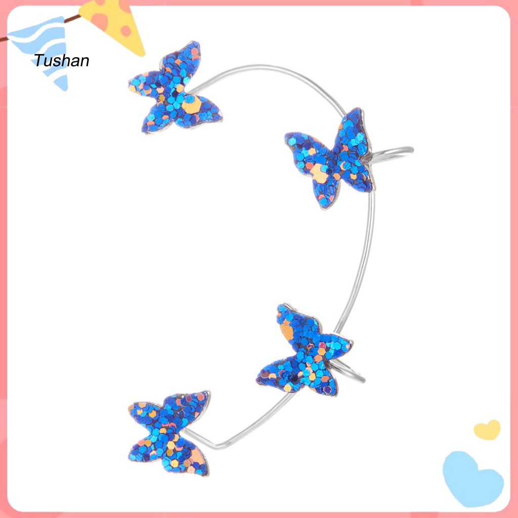 1 Khuyên Vành Tai Kim Loại Hình Bướm Đính Đá Thời Trang Cho Nữ