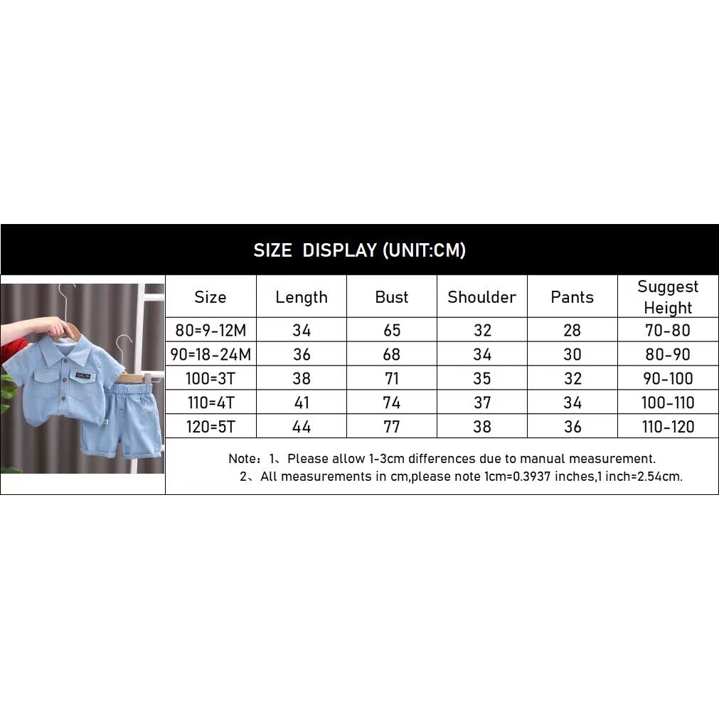 Set Đồ Mùa Hè 2 Món Gồm Áo Sơ Mi Tay Cộc Cổ Bẻ Denim + Quần Ngắn Cho Bé Trai