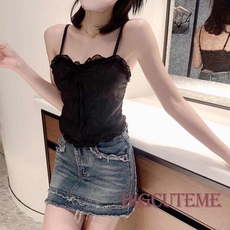 Áo Hai Dây Phối Ren Thời Trang Mùa Hè Quyến Rũ Cho Nữ