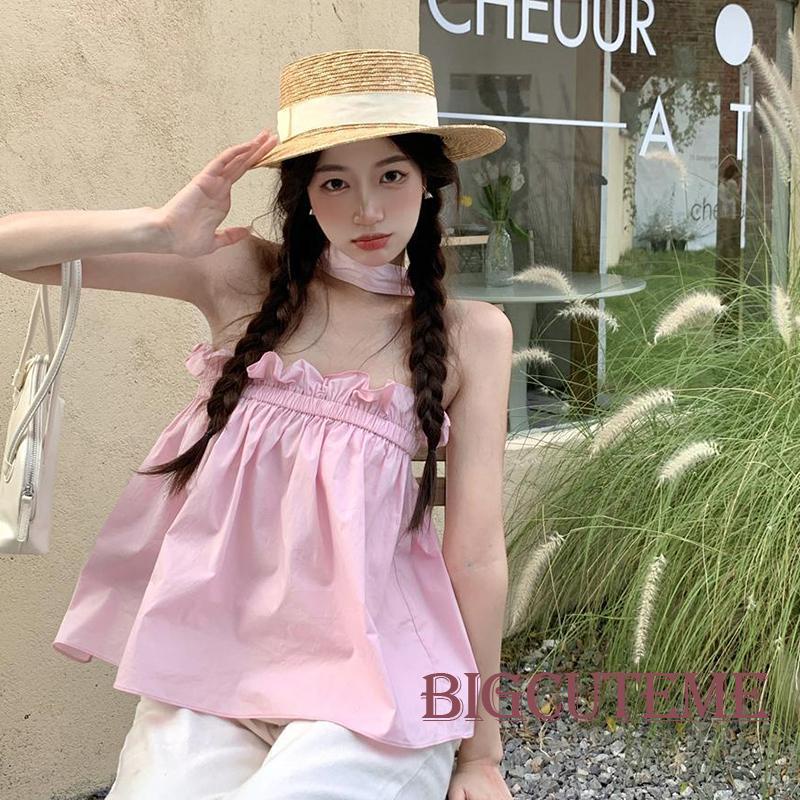 Áo Hai Dây Mùa Hè Màu Trơn Cho Nữ