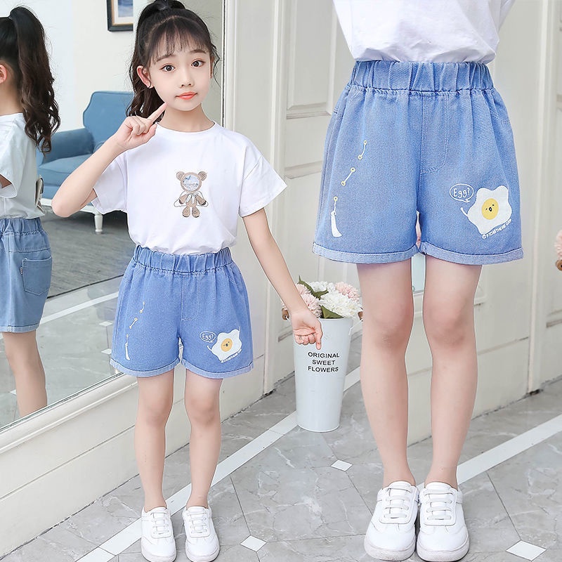 Quần Short Denim Mỏng Dáng Rộng Phong Cách Mới 2023 Cho Bé Gái L09O