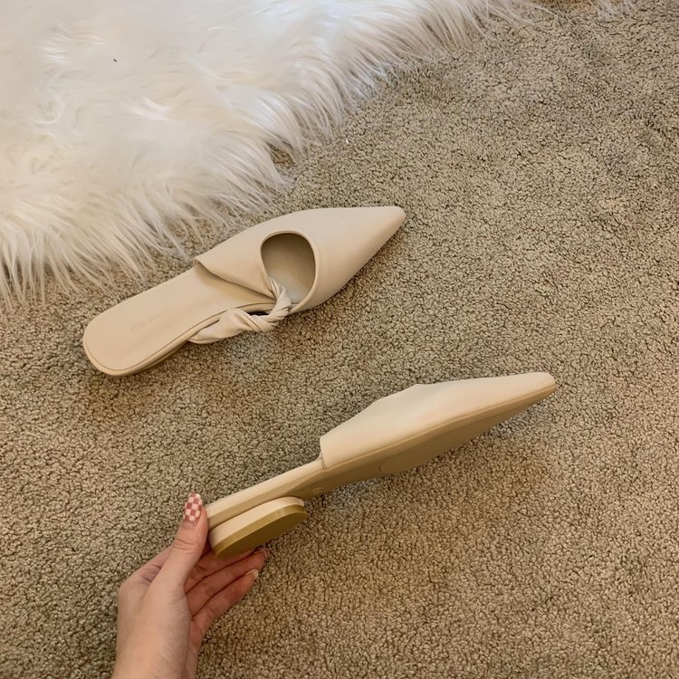 Dép Da PU Mũi Nhọn Phong Cách Hàn Quốc Thanh Lịch Dành Cho Nữ