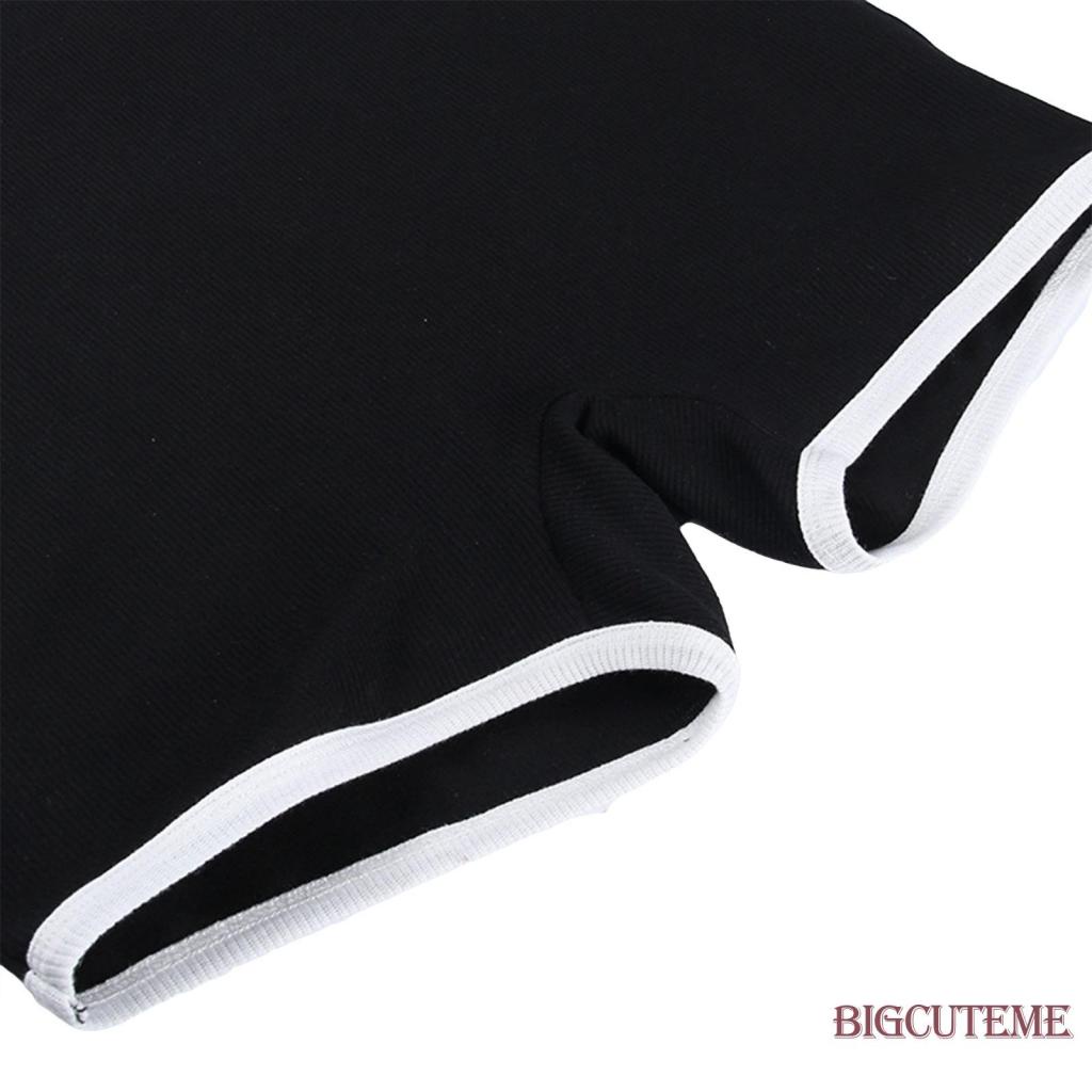 Bộ Áo Liền Quần Ngắn Cổ Chữ U Không Tay Màu Sắc Tương Phản Dành Cho Nữ