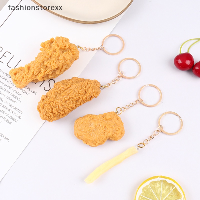 Fash Móc Khóa Giả Thức Ăn Hình Gà Rán Pháp vvn
