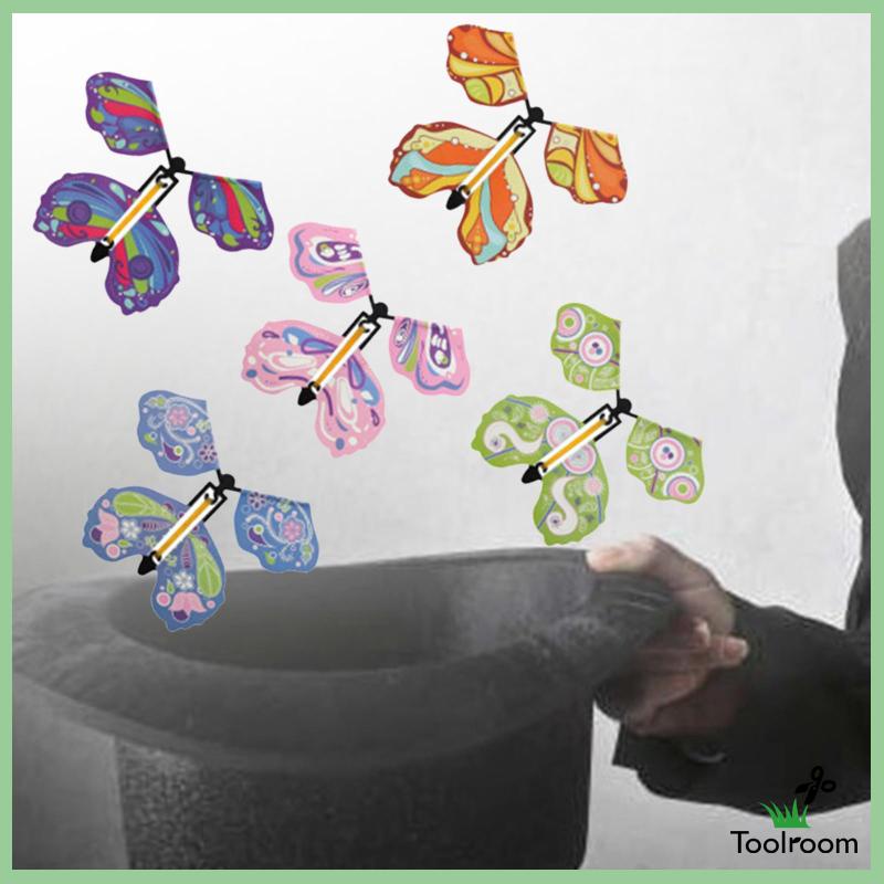 Set 5 Thẻ Đánh Dấu Trang Sách Hình Bướm Bay Lên Dây Cót Tiện Lợi