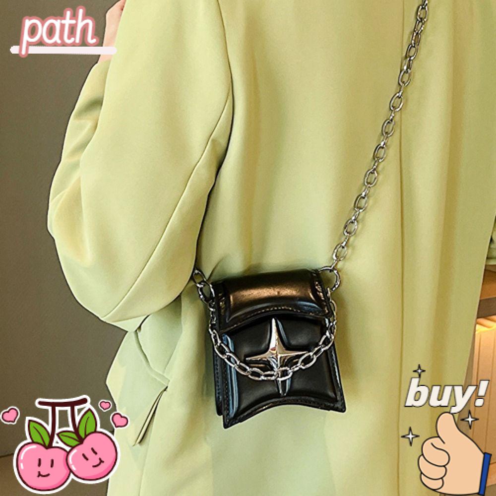 PATH Túi Đeo Chéo Mềm Mại Phối Dây Xích Kim Loại Thời Trang