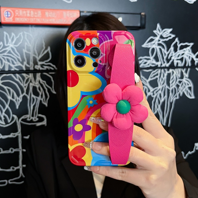 Ốp Điện Thoại Silicon Hình Hoa 3D Có Dây Đeo Cho IPhone14promax IPhone12 13 Xsmax X Xr14 12 11 Ins Silicone
