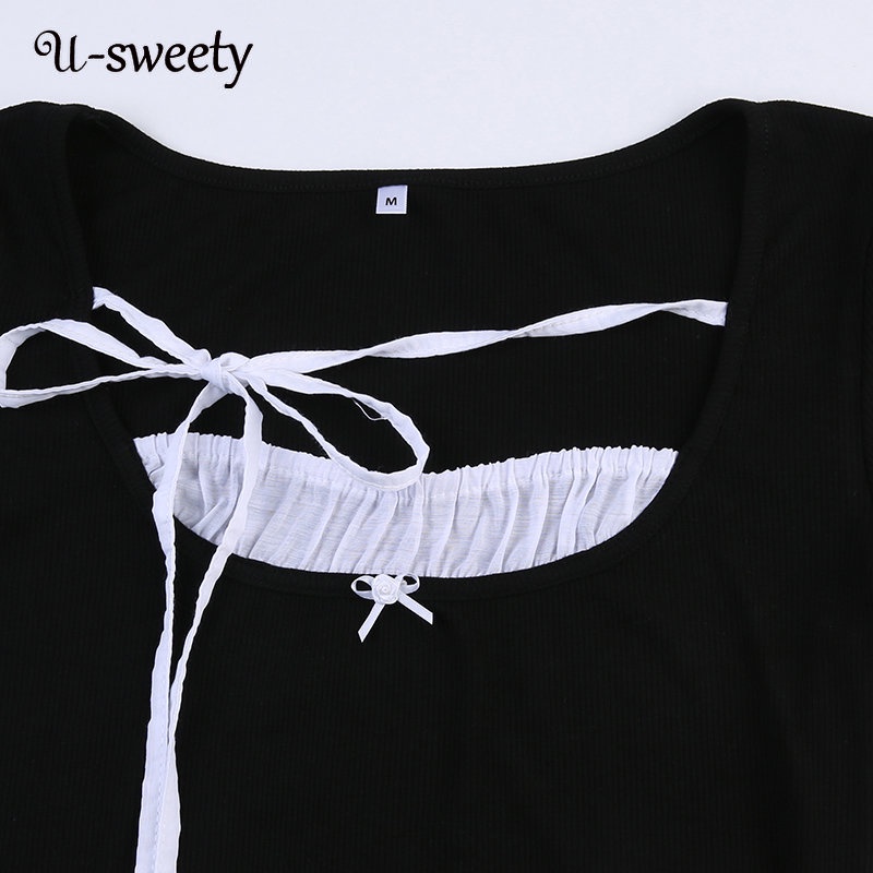 Áo Thun Cổ Tròn Tay Ngắn Dáng Ôm Màu Sắc Tương Phản Thời Trang 2023 Dành Cho Nữ