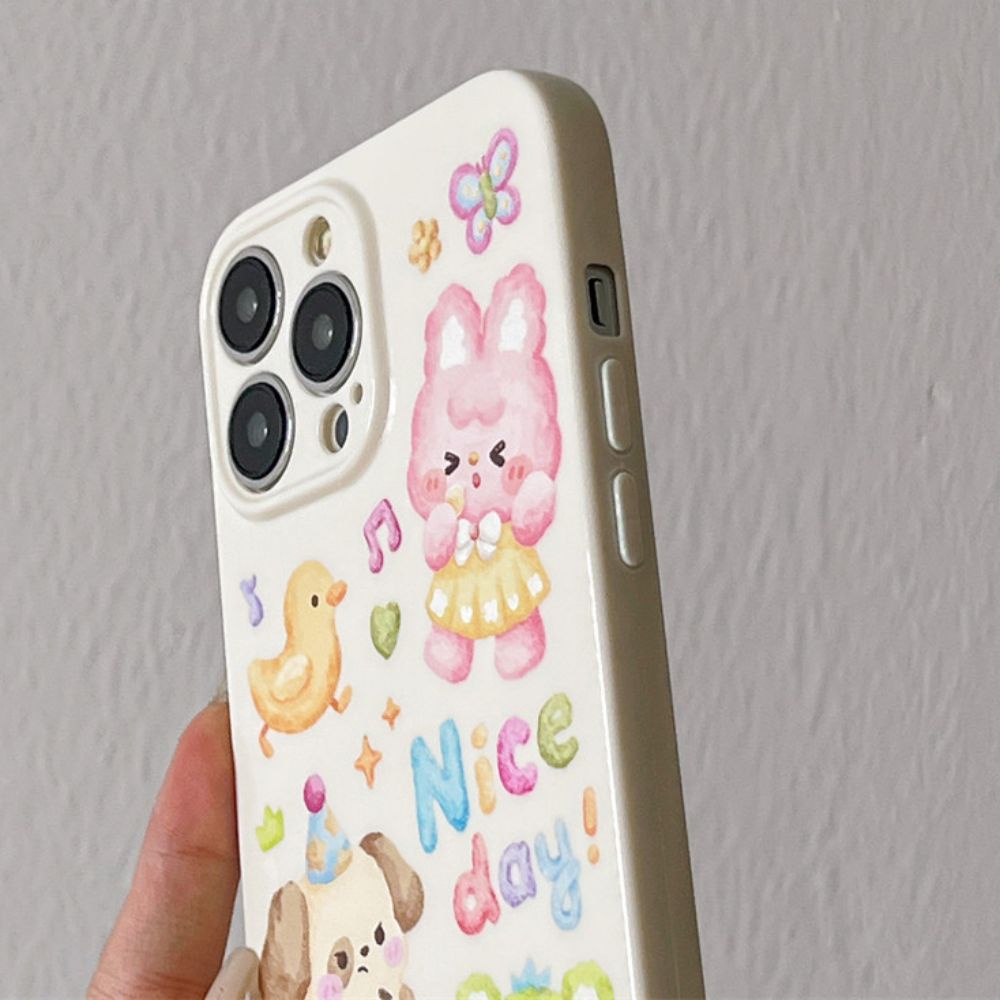 Ốp Điện Thoại TPU Mềm Chống Trầy Hình Thỏ Gấu Kiểu Tranh Sơn Dầu Cho IPhone 11 14 13 12 Pro Max