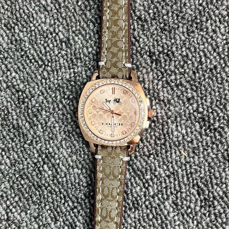 Đồng Hồ quartz Nữ Dây Da Màu Vàng rosegold Sang Trọng