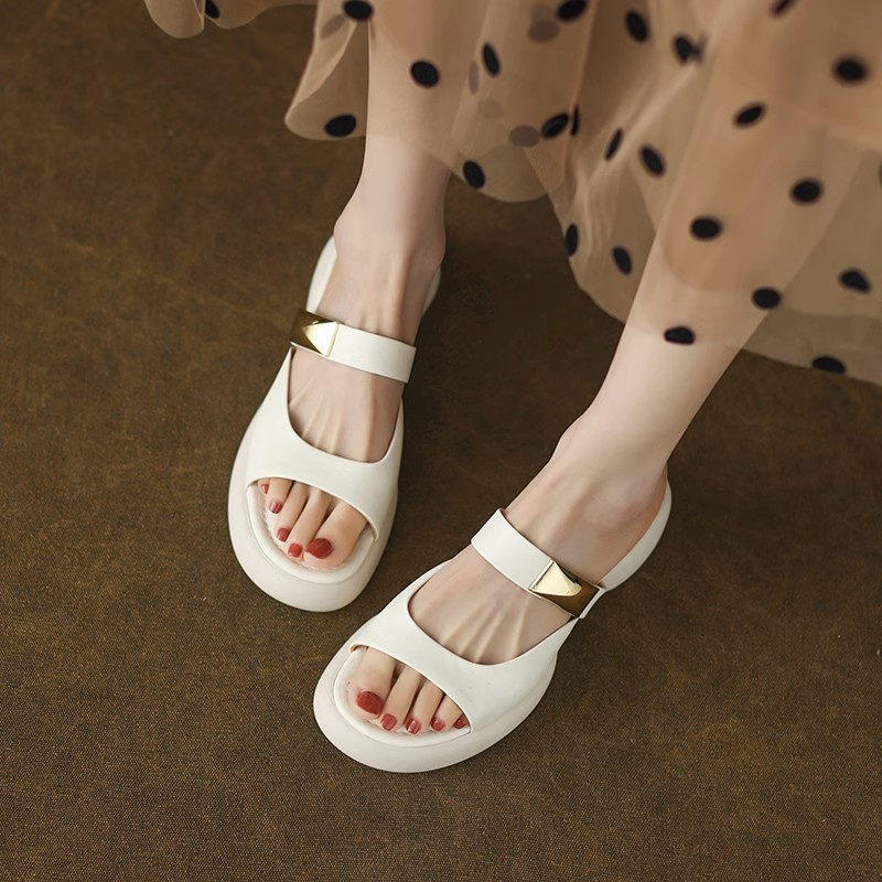 Duoya Factory Thẳng Tóc ~ [Hàng Có Sẵn] Dép Sandal Đế Phẳng Nhẹ Nhàng Có Dây Quai Mềm Mại Cho Nữ Miễn Phí Vận Chuyển