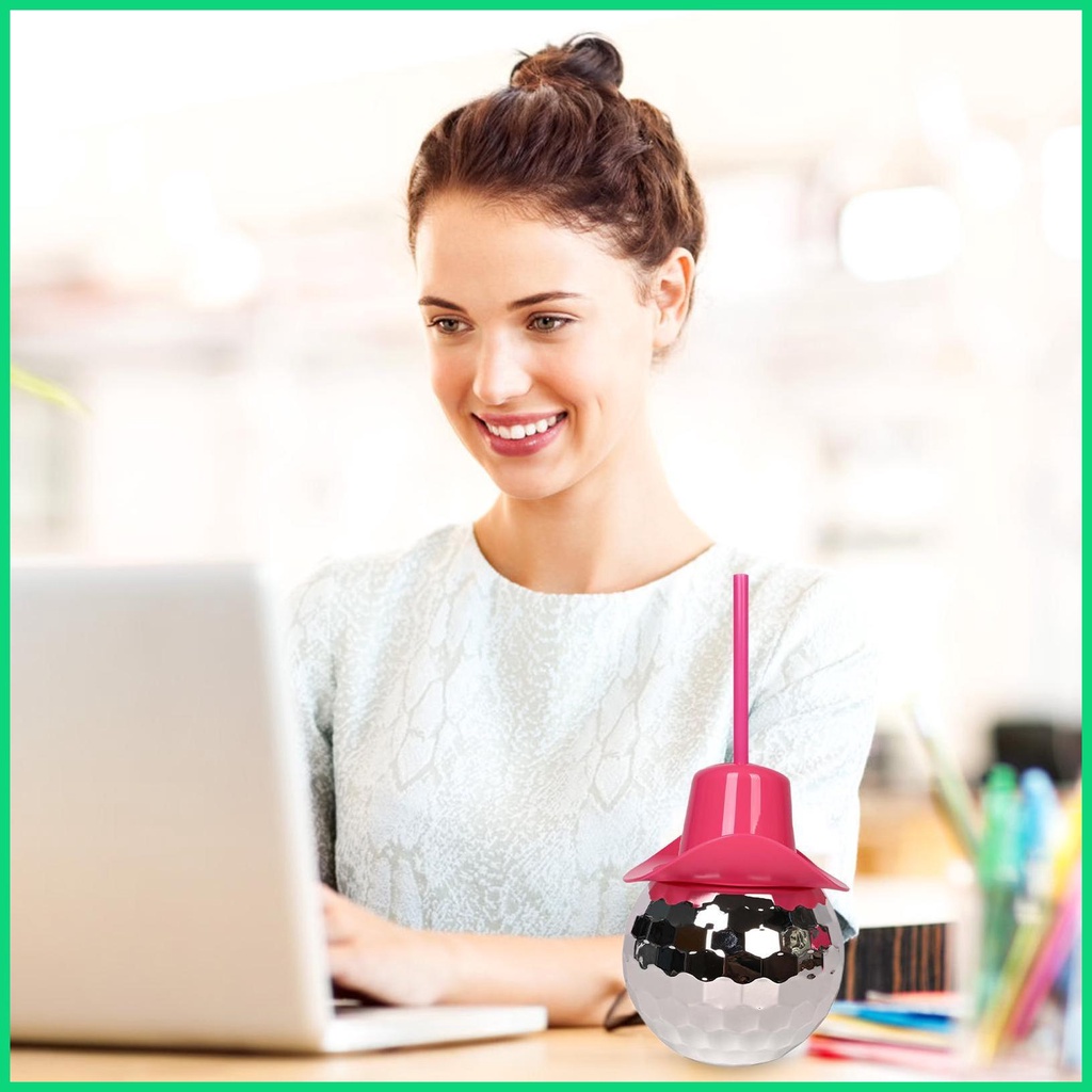 Cốc Cao Bồi Disco Có Nắp Và Ống Hút Kim Tuyến Vui Nhộn Tái Sử Dụng Được Cho jiwvn Jwvn