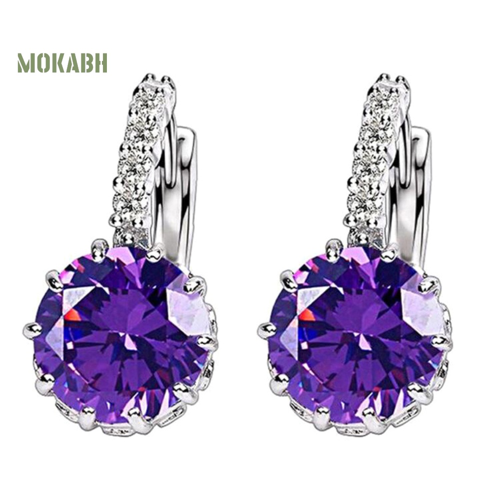 Bông Tai Tròn Đính Đá Zircon Thời Trang Cho Nữ