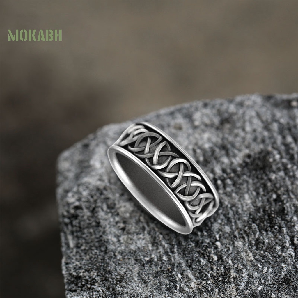 [Mới] Nhẫn Họa Tiết Hình Học Mạ Điện Chống Phai Màu Phong Cách Bắc Âu Thần Thoại Huyền Thoại Trang Sức Thời Trang Cho Nam