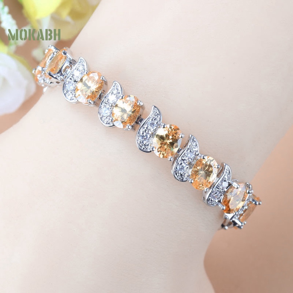 Vòng Tay Hình Chiếc Lá Đính Đá Màu Xanh Dương Thanh Lịch Tùy Chỉnh Thời Trang Cho Nữ