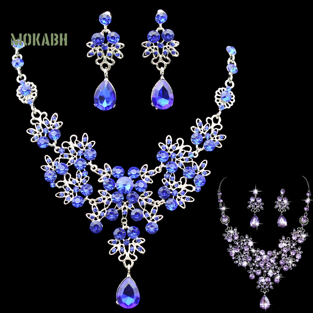 Bộ Vòng cổ + Bông Tai Hình Hoa Bằng Acrylic Cho Nữ