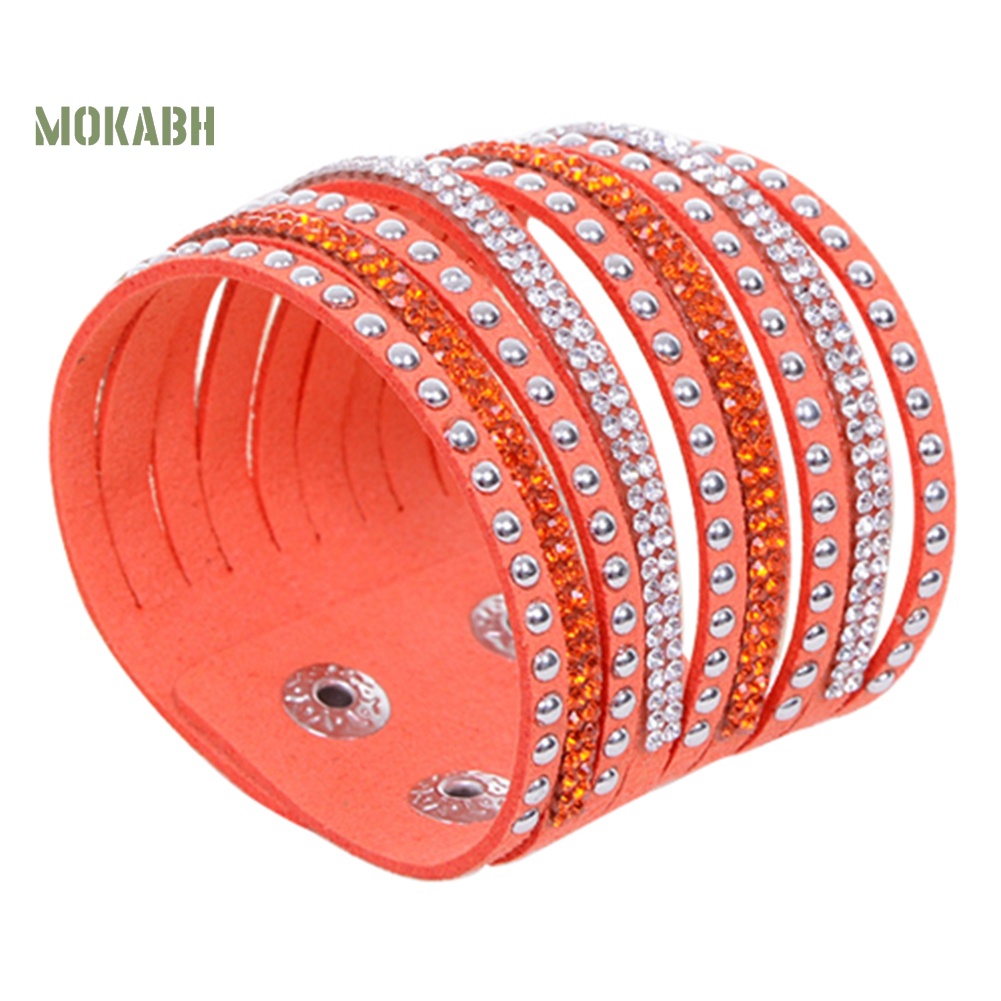 Vòng Tay Nhung Nhiều Lớp Đính Đinh Tán Cá Tính Cho Nữ