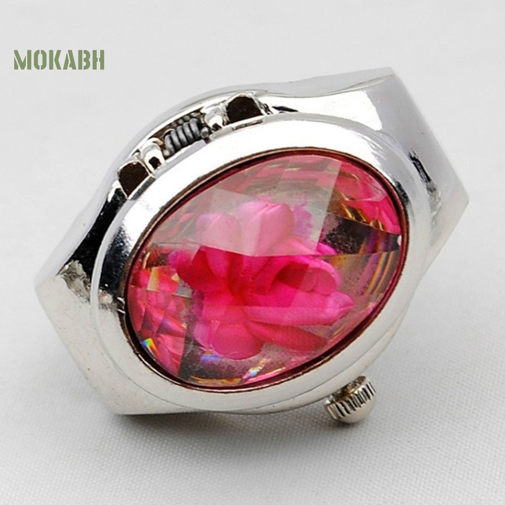 Nhẫn Đồng Hồ Mặt Oval Đính Đá Thời Trang Unisex