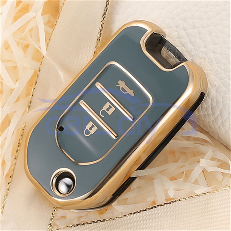 Vỏ Chìa Khóa Điều Khiển Từ Xa Bằng TPU Có Móc Khóa Cho Honda Crider Breeze Fit CRV XRV Vezel Civic Accord City Greiz
