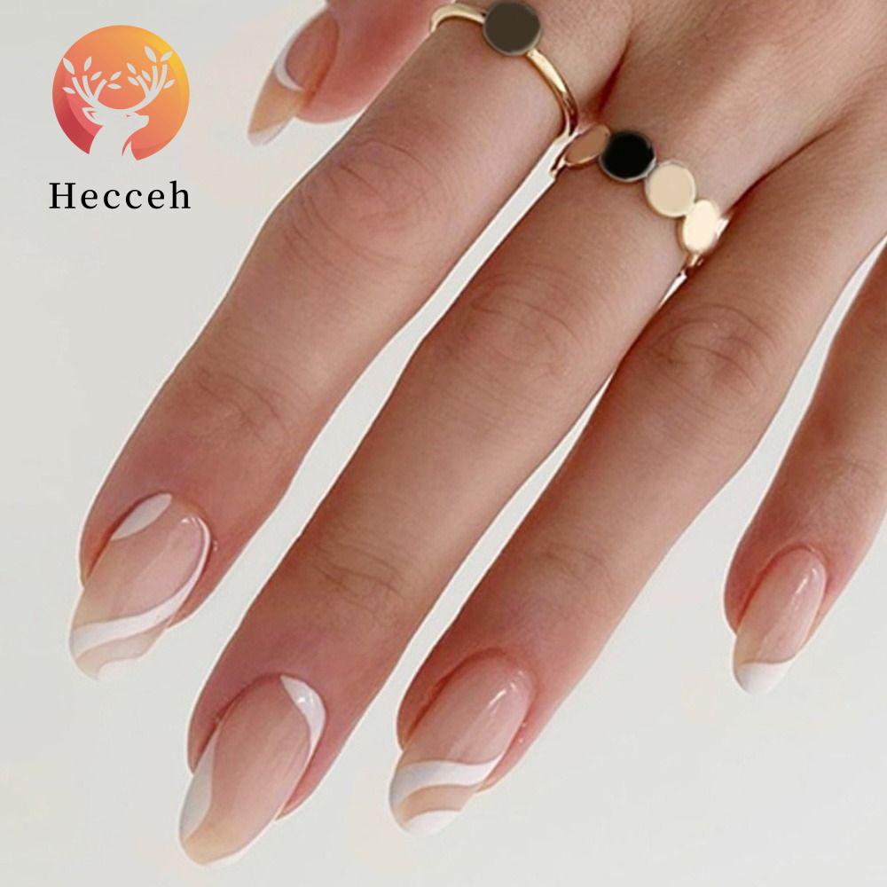 Set 24 Móng Tay Giả Ruy Băng Trắng Có Thể Tháo Rời