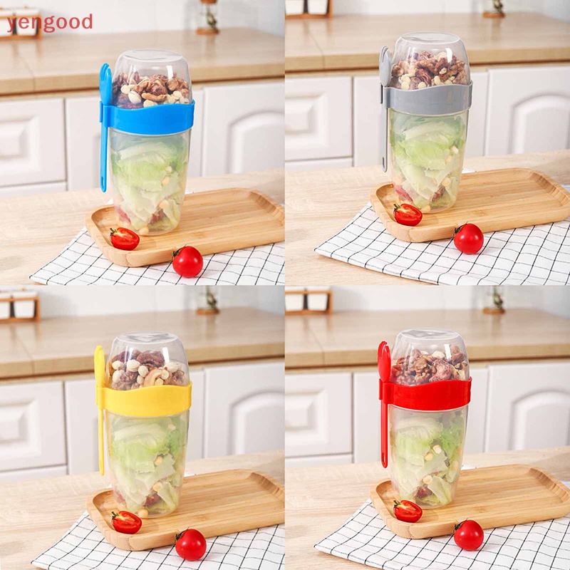 (YGD) Cốc Đựng Salad Sữa Đậu Nành Hai Lớp Có Nắp Đậy Mang Đi Tiện Lợi