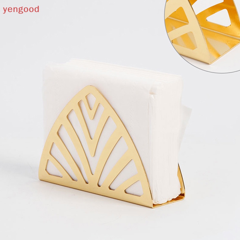 (YGD) Giá Đỡ Khăn Ăn Bằng Thép Không Gỉ Hình Vuông Mạ Vàng Sáng Tạo