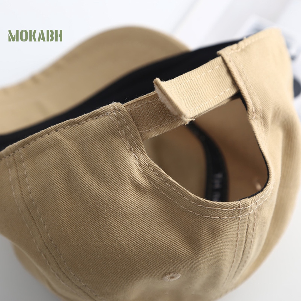 [Mok Abh] Mũ Bóng Chày Mềm Mại Thoáng Khí Chống Trượt Màu Trơn Có Vành Điều Chỉnh Được Cho Nam