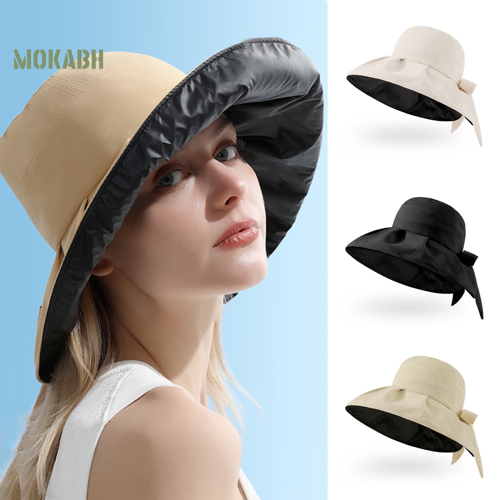 Nón Tai Bèo Chống Tia UV Màu Trơn Thắt Nơ Thời Trang Cho Nữ