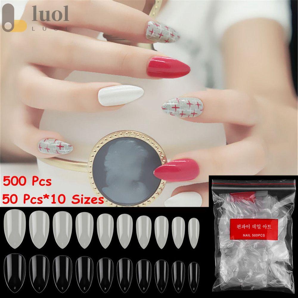 Set 500 Móng Tay Giả Trong Suốt Bằng Acrylic Hình Oval