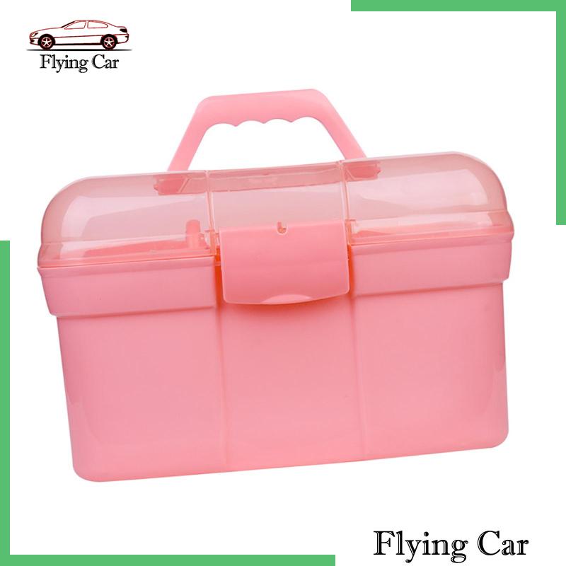 [Lzdjfmy2] Hộp Đựng Dụng Cụ 2 Tầng Có Tay Cầm Nhỏ Gọn Cho Phòng Ngủ / Khách Sạn