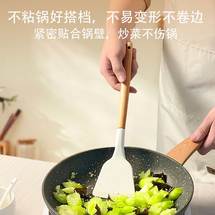 Thìa Nấu Ăn Bằng Silicone Chống Dính Chịu Nhiệt Độ Cao Tiện Dụng