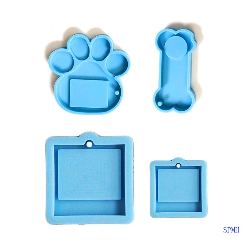 Bộ 4 Khuôn Silicone Làm Móc Khóa / Mặt Dây Chuyền Hình Dấu Chân Chó