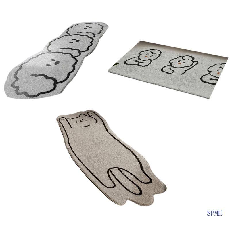 Thảm lót cửa chùi chân Mềm Mại Chống Trượt Phối Ren Họa Tiết Mèo Hoạt Hình Siêu Dễ Thương Dành Cho Phòng Ngủ Trẻ Em